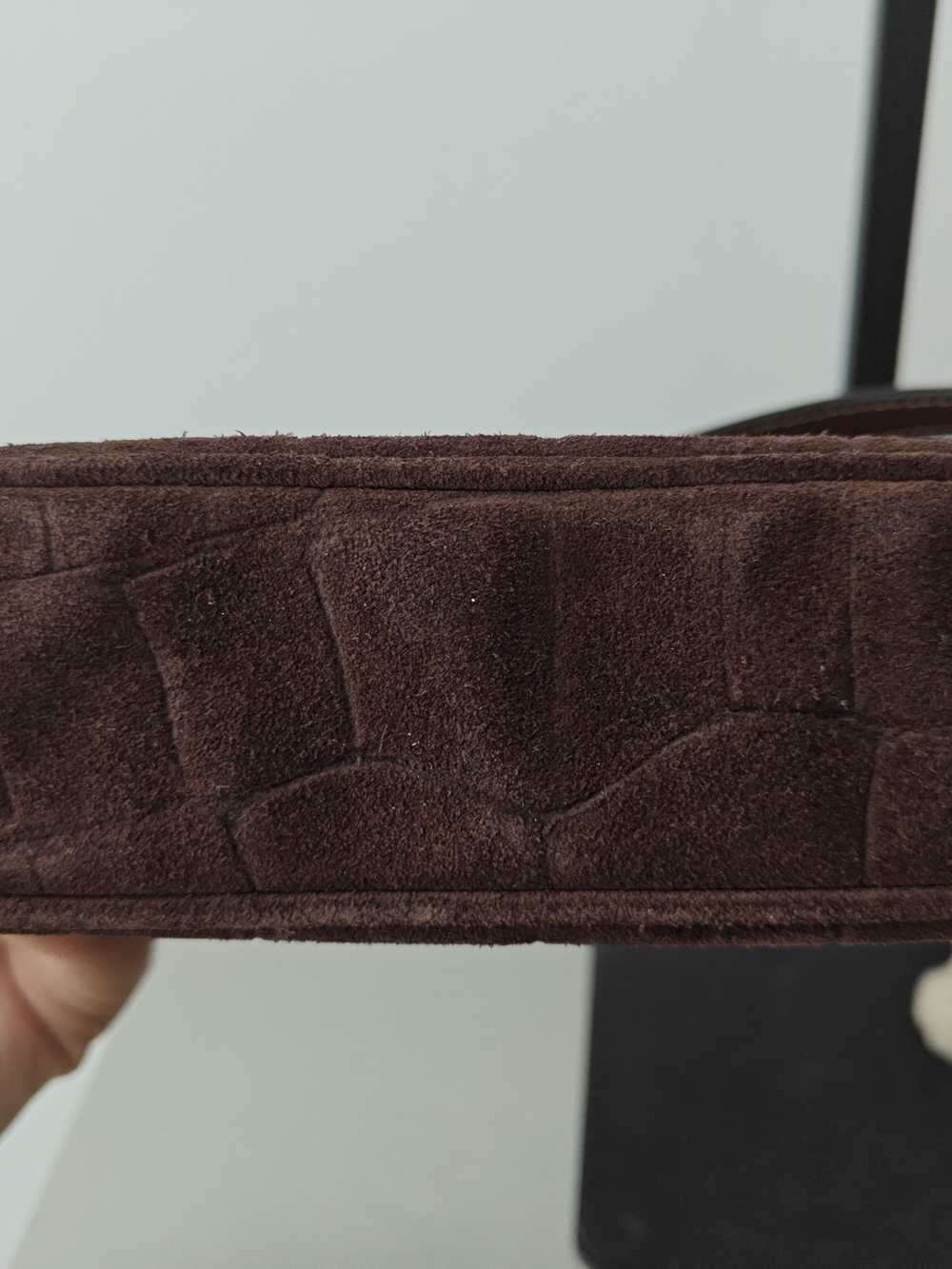 COACH Brown Suede Croc-Embossed Mini Shoulder Bag - Picture 5 of 7